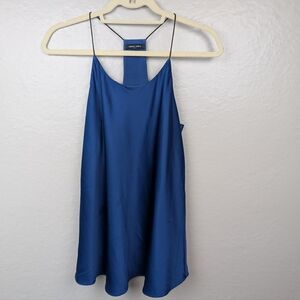 Naked Zebra racer back navy blue silk top M